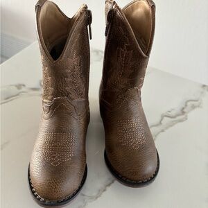 Roper Brown Western Boots with Side Zippers for toodler